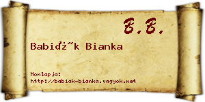 Babiák Bianka névjegykártya